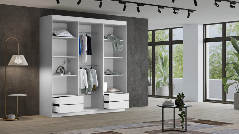 Szafa Przesuwna Garderoba Tio 180cm Dąb Artisan z Lustrem do Salonu i Sypialni