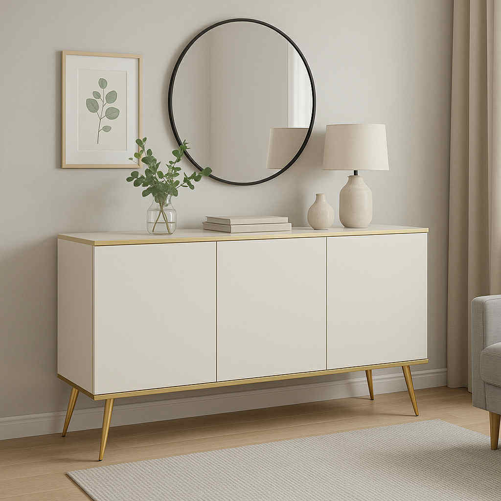 Komoda 150cm trzydrzwiowa Biała Mia – nowoczesna komoda w eleganckim stylu