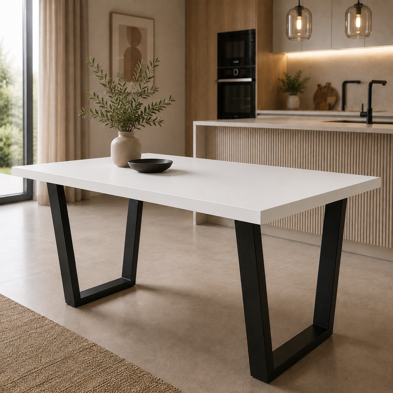 Stół Cezar 138x90 cm Biały / Dąb Lancelot Nowoczesny Stół do Jadalni i Salonu