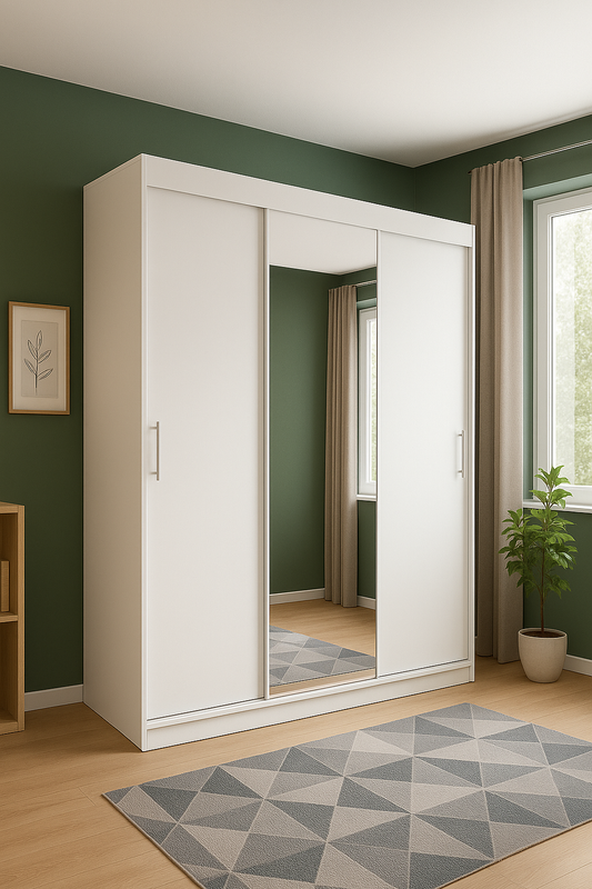 Szafa Przesuwna Garderoba Tio 180cm Biały Mat/Dąb Sonoma do Salonu i Sypialni