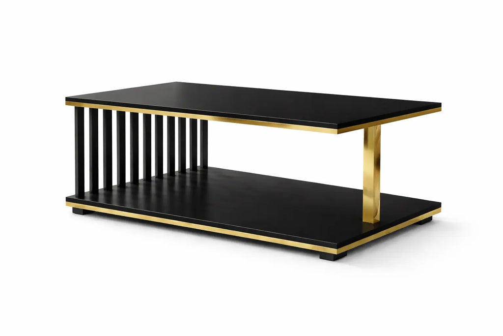Ława do Salonu Czarna Złota 110×60 ONYX GOLD Milo Furniture