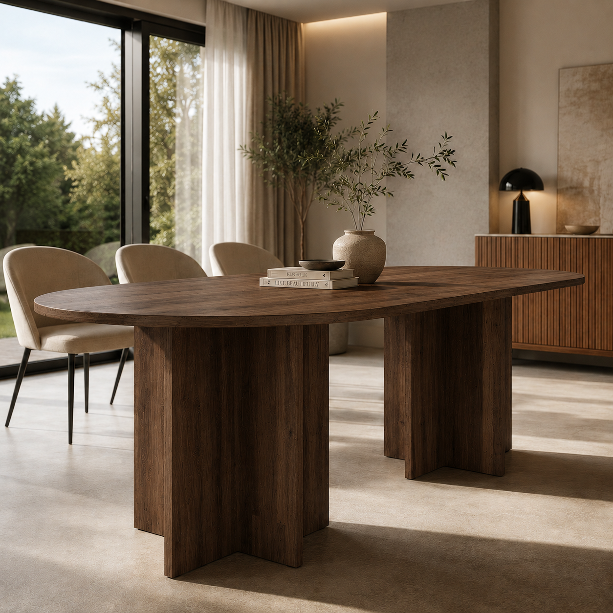 Stół LOEN 204x90 cm Dąb Okapi Owalny Stół do Jadalni i Salonu