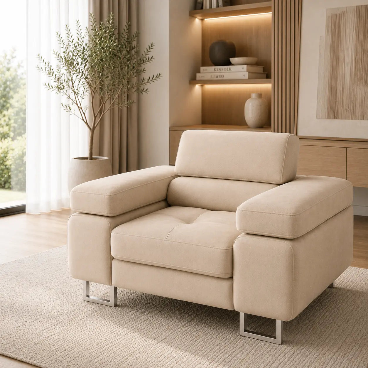 Fotel rozkładany PRIMO – nowoczesny fotel do salonu z regulowanymi zagłówkami Milo Furniture
