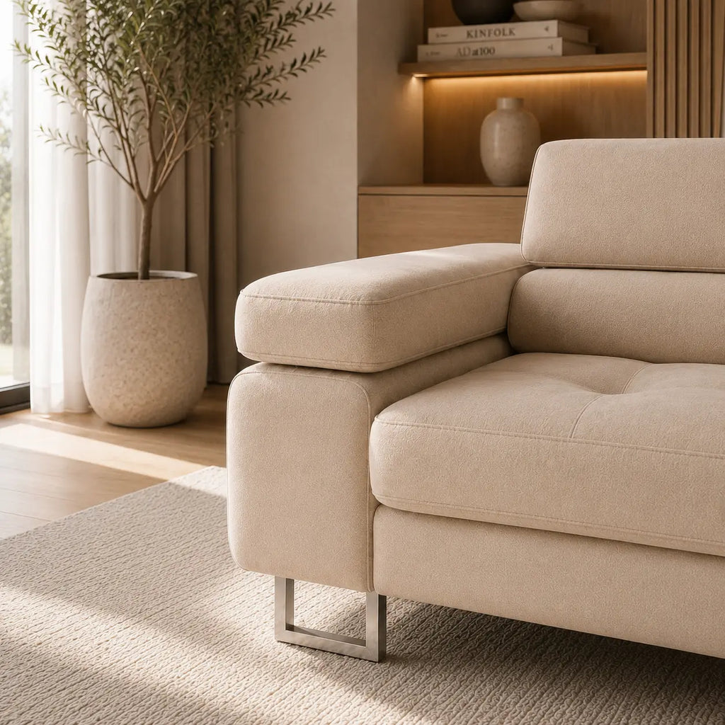 Fotel rozkładany PRIMO – nowoczesny fotel do salonu z regulowanymi zagłówkami Milo Furniture