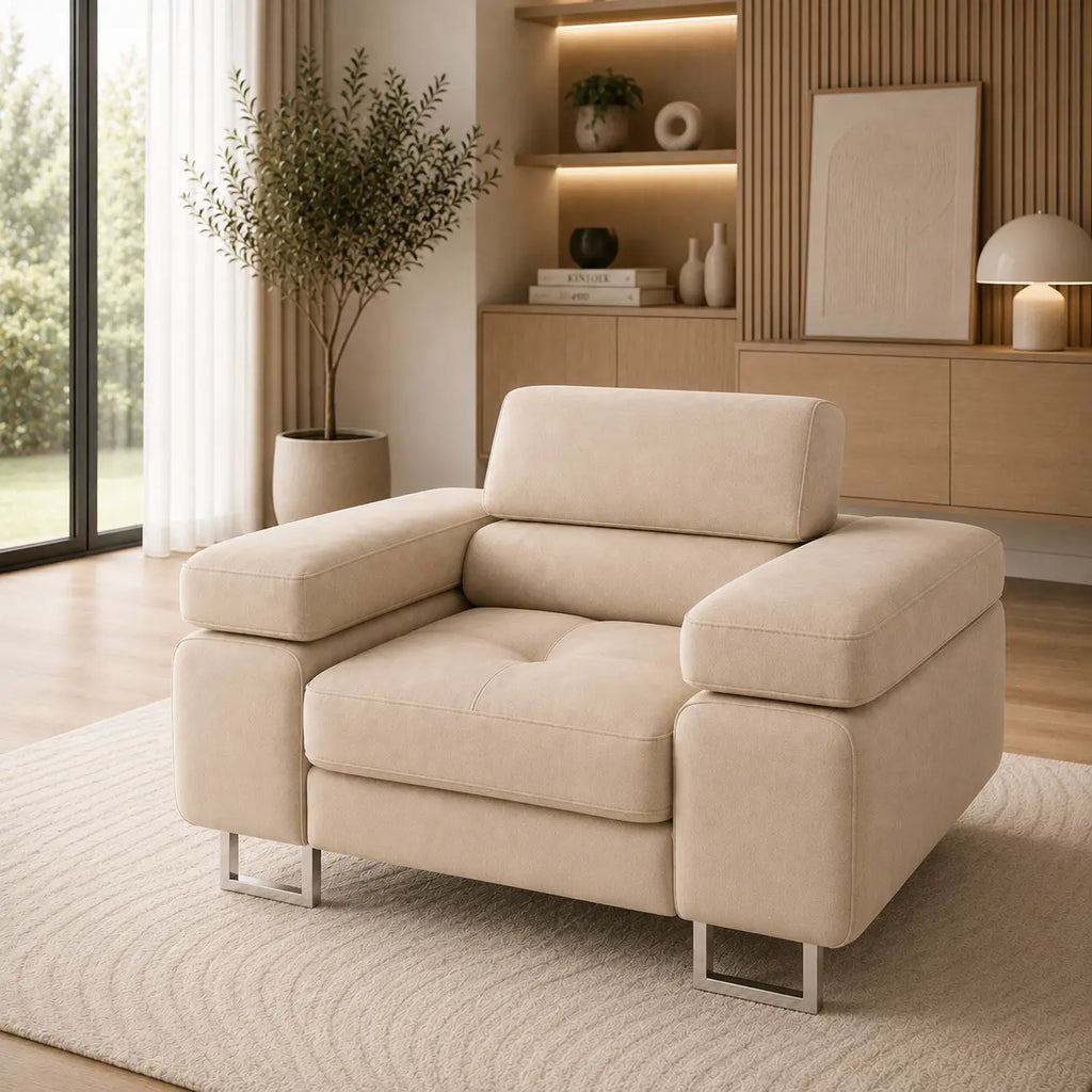 Fotel rozkładany PRIMO – nowoczesny fotel do salonu z regulowanymi zagłówkami Milo Furniture