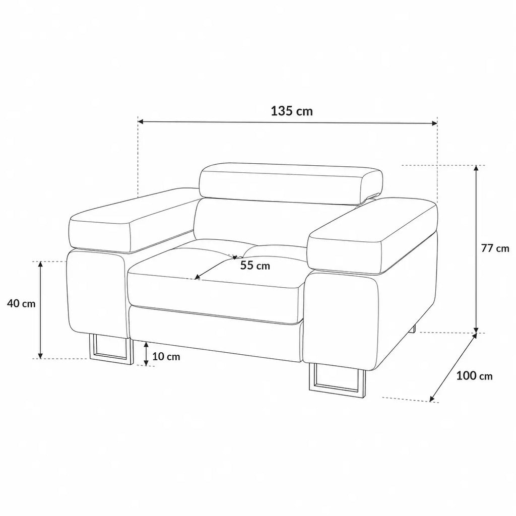 Fotel rozkładany PRIMO – nowoczesny fotel do salonu z regulowanymi zagłówkami Milo Furniture