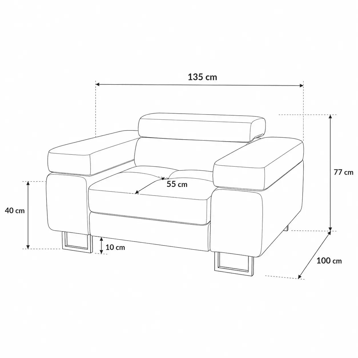 Fotel rozkładany PRIMO – nowoczesny fotel do salonu z regulowanymi zagłówkami Milo Furniture