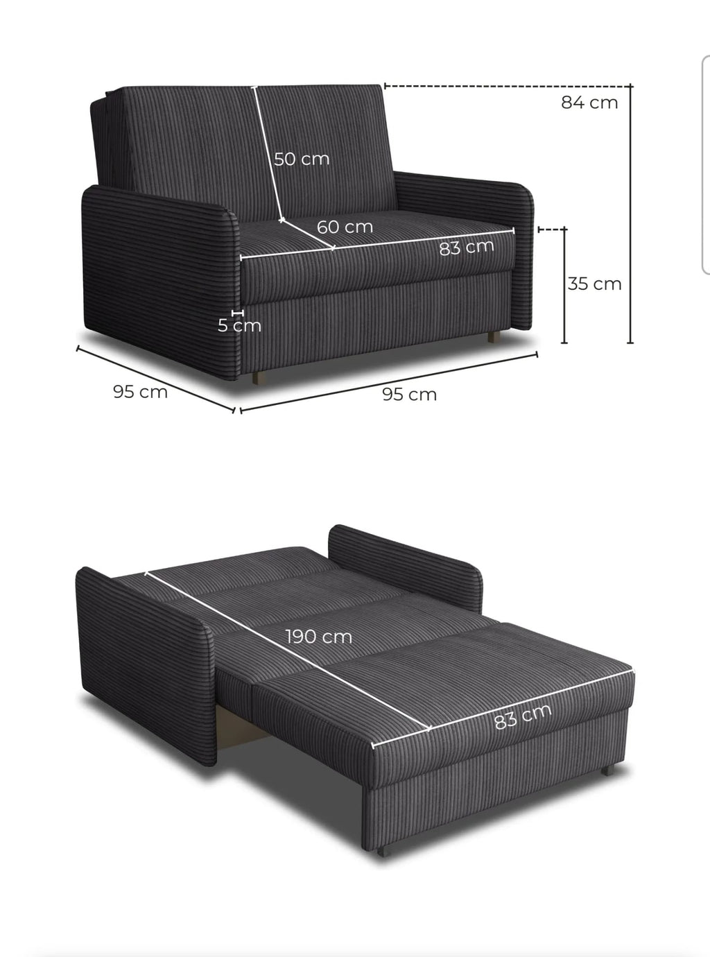 Fotel rozkładany z funkcją spania 1-osobowy pojemnik na pościel – Lino