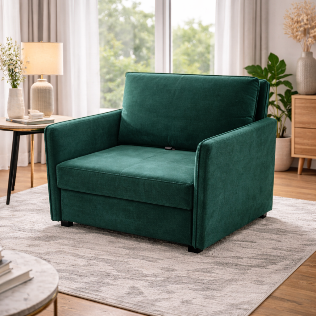 Fotel rozkładany z funkcją spania 1-osobowy pojemnik na pościel – Lino