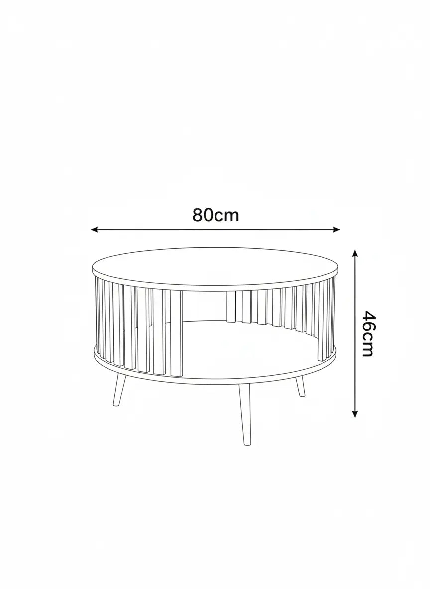 Stolik kawowy/Ława Lingo okrągły Dąb Okapi/Orzech/Czarny, szerokość 80 cm – nowoczesny design Milo Furniture