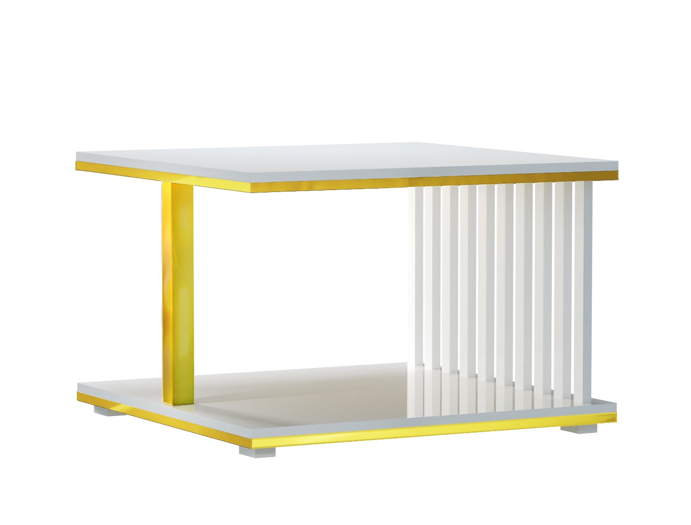 Stolik Kawowy Aureum Blanc Biały/Złoto 60x60 w eleganckim duecie