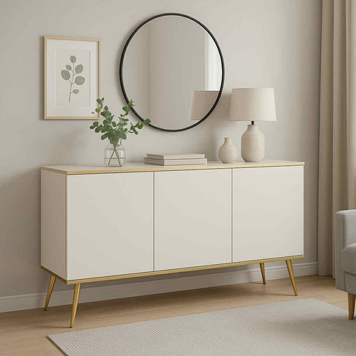 Komoda Biała Nowoczesna 150cm Trzydrzwiowa MIA