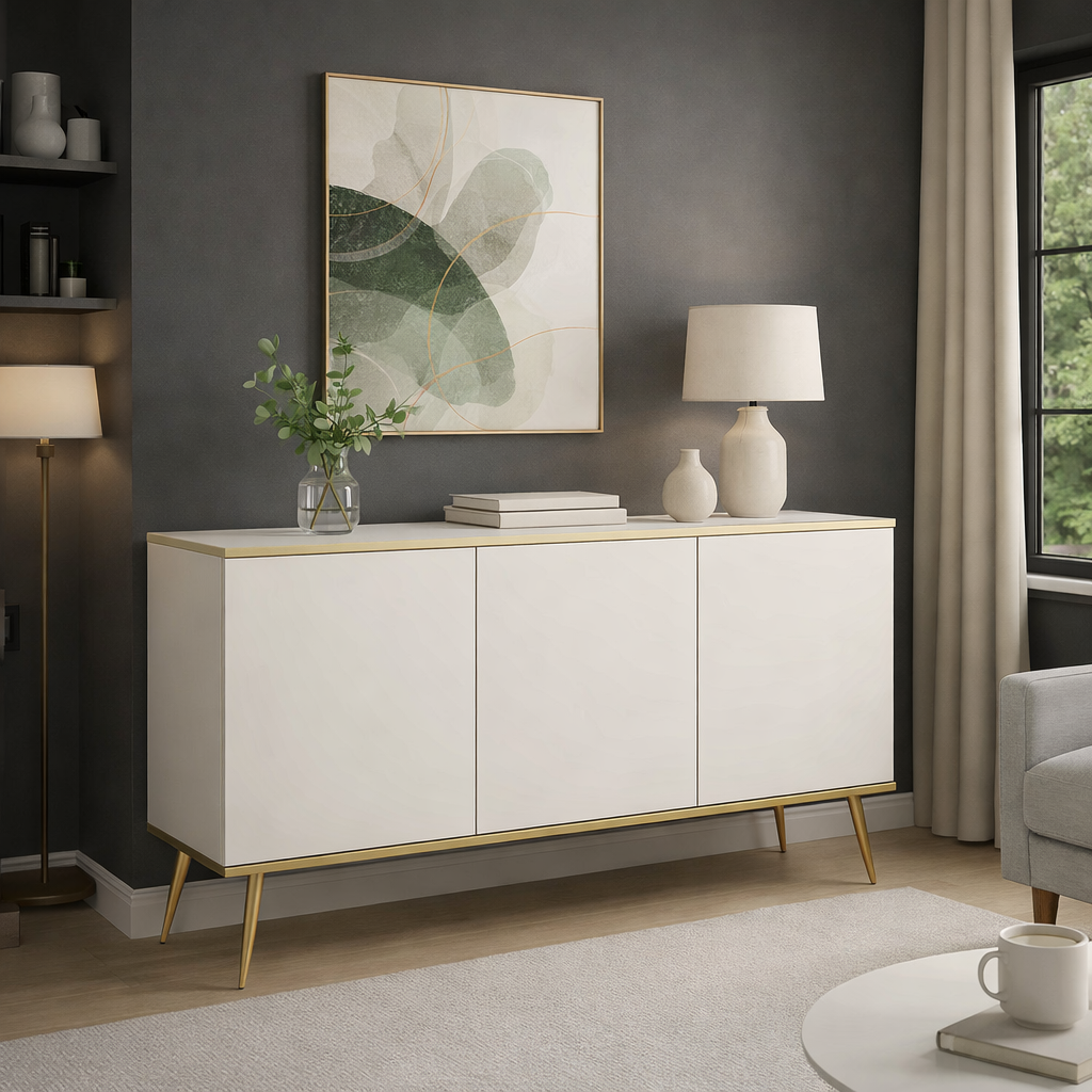 Komoda Biała Nowoczesna 150cm Trzydrzwiowa MIA