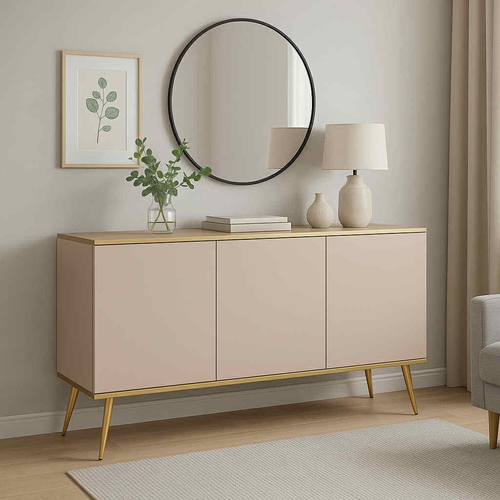 Komoda Kremowa Kaszmir 150cm Trzydrzwiowa MIA