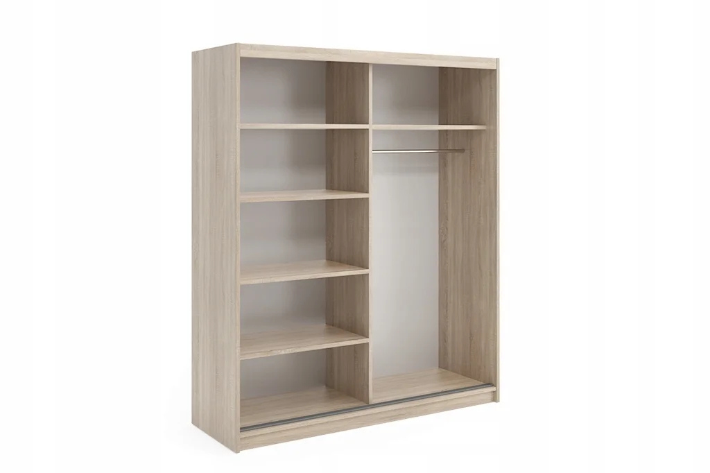 Mała Szafa Przesuwna TIKO1 100/110/120cm Biały Mat/Dąb Sonoma