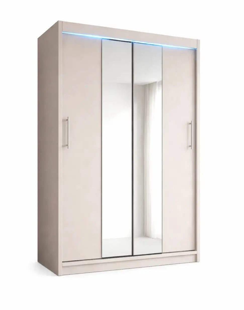 Mała Szafa Przesuwna 100/110120cm Kaszmir z Lustrem TIKO1 – Mała Garderoba Milo Furniture