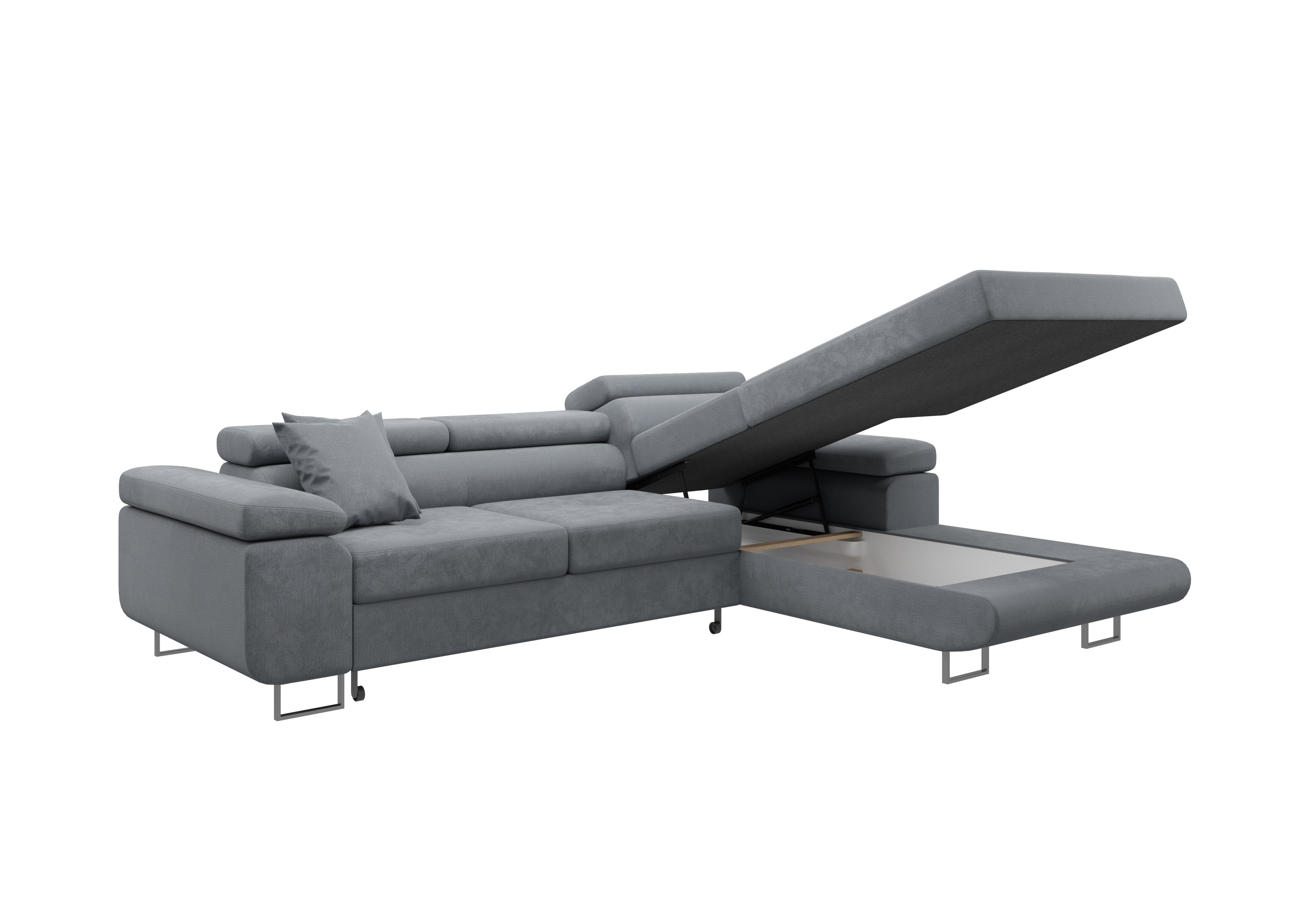 Narożnik z regulowanymi zagłówkami i funkcją spania 275x202cm TASSANO