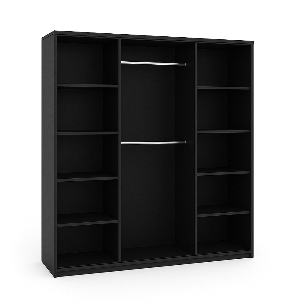 Szafa Przesuwna z lustrem Tio 180cm  Czarny Mat do Salonu i Sypialni