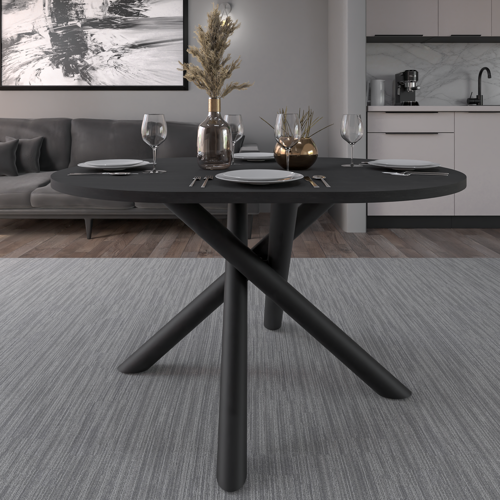Stół OSLO Owalny 138×100cm Jesion Portland – Czarna Metalowa Podstawa