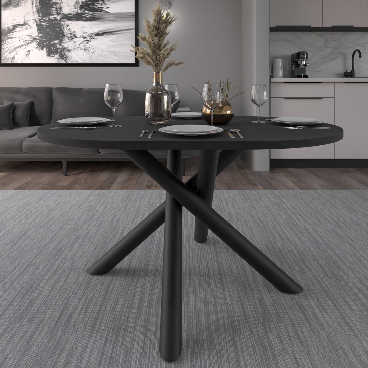 Stół OSLO Owalny 138×100cm Jesion Portland – Czarna Metalowa Podstawa