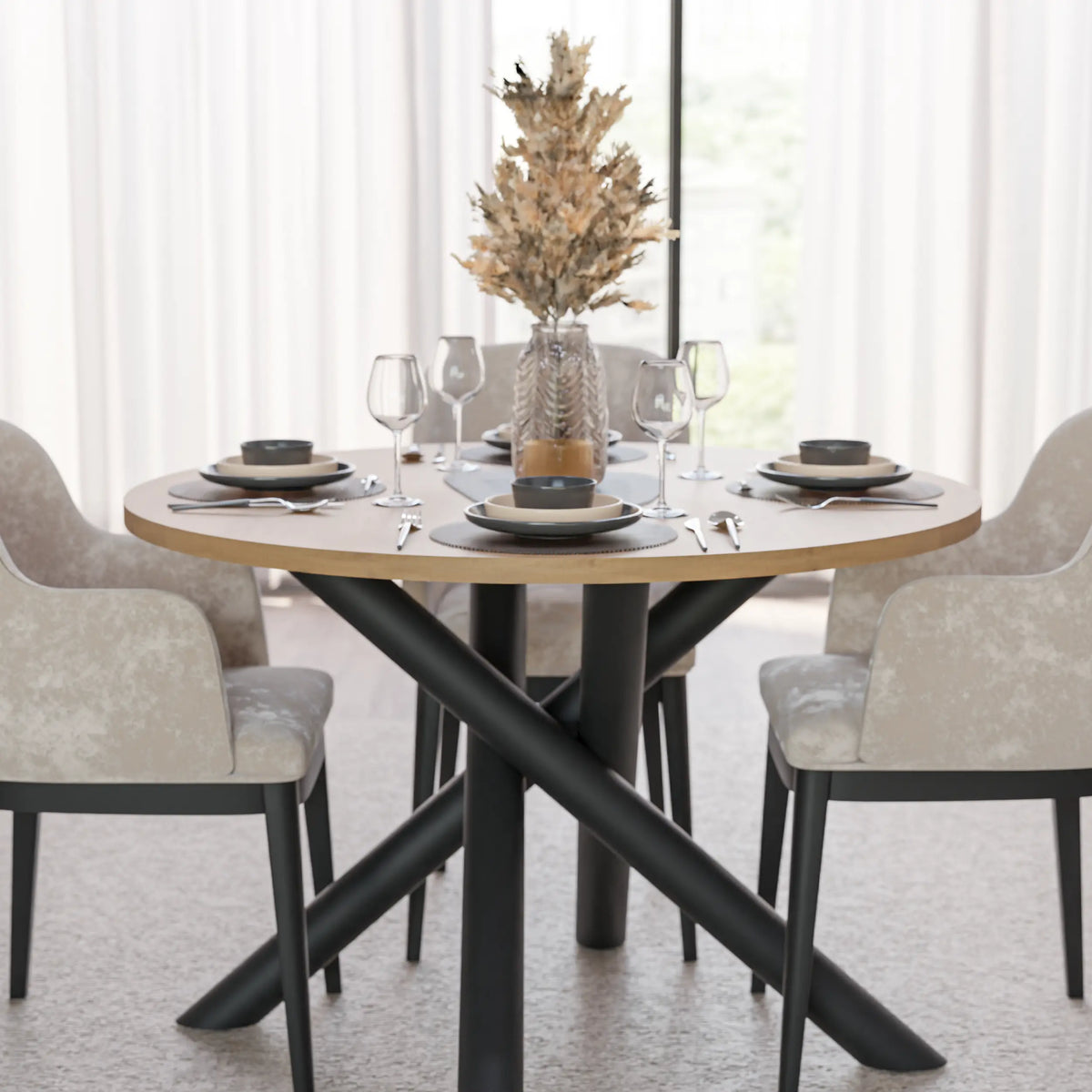 Stół Okrągły OSLO 110cm Dąb Artisan – Nowoczesny Stół dla 4 Osób Milo Furniture