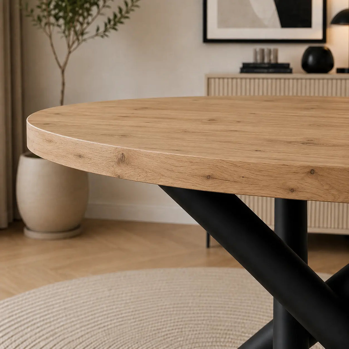 Stół Okrągły OSLO 110cm Dąb Artisan – Nowoczesny Stół dla 4 Osób Milo Furniture