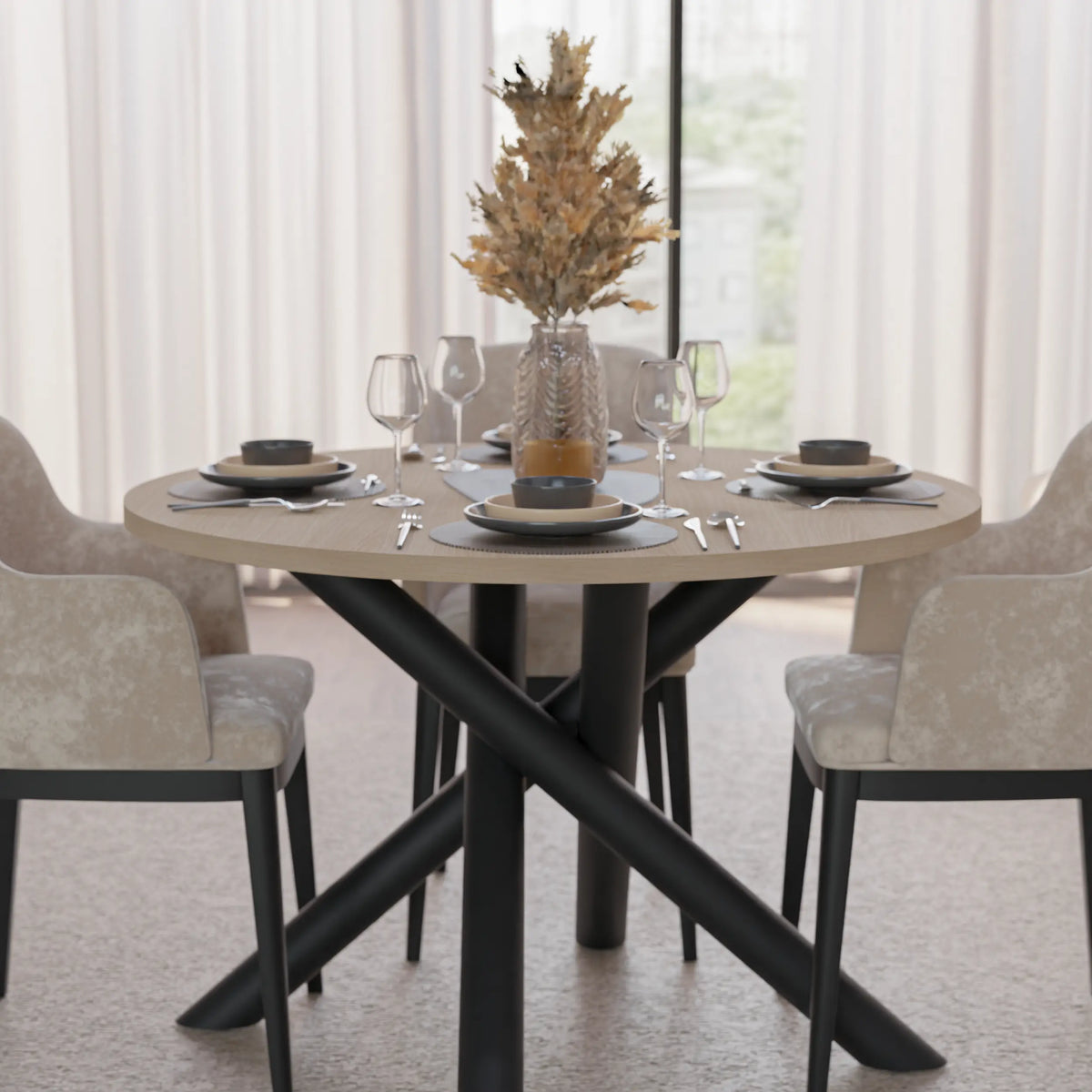 Stół Okrągły OSLO 110cm Dąb Lindberg – Nowoczesny Stół dla 4 Osób Milo Furniture