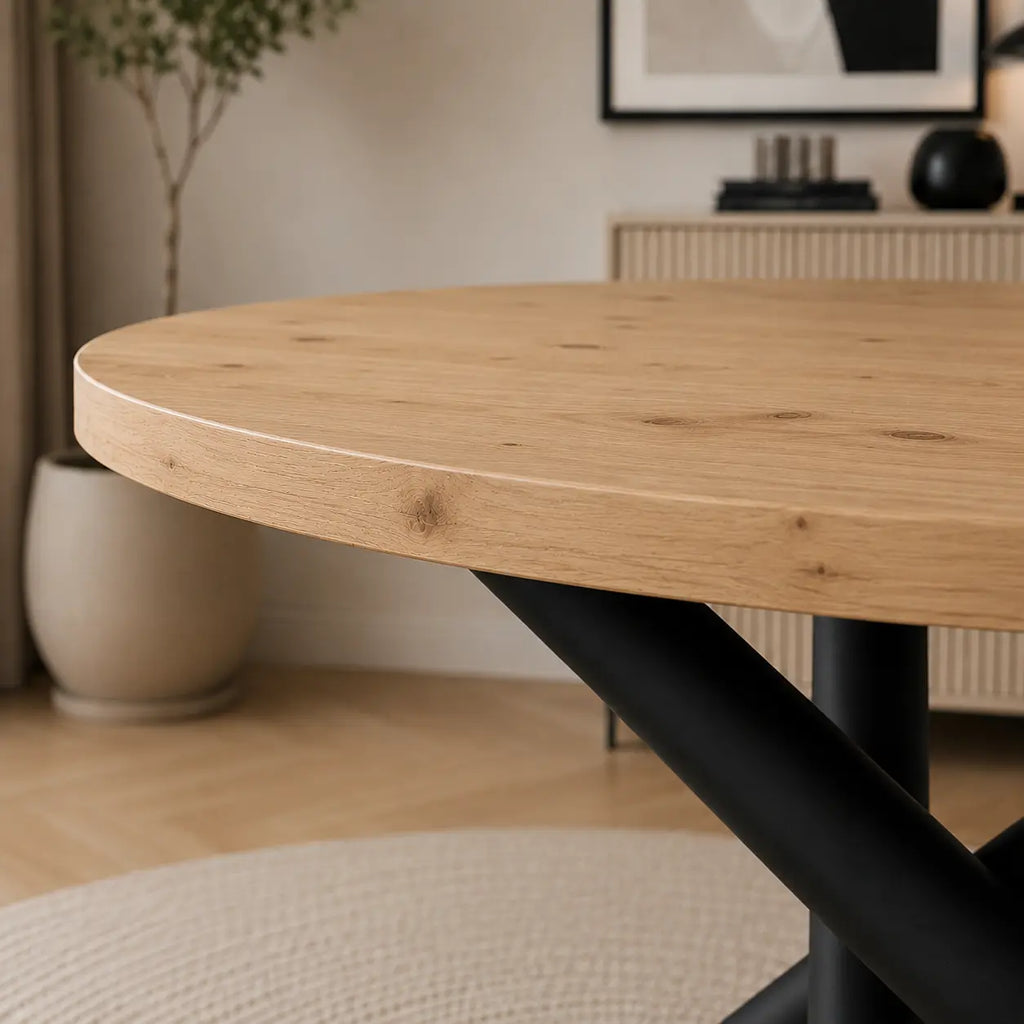 Stół Okrągły OSLO 110cm Dąb Lindberg – Nowoczesny Stół dla 4 Osób Milo Furniture