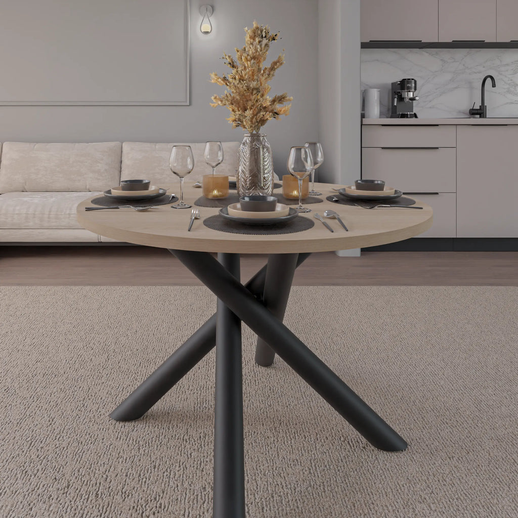 Stół Okrągły OSLO 110cm Dąb Lindberg – Nowoczesny Stół dla 4 Osób Milo Furniture