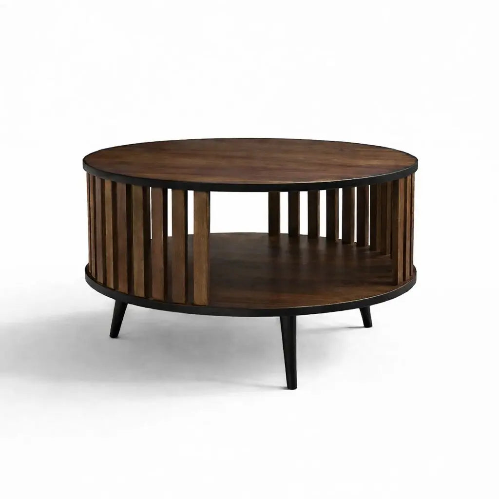 Stolik kawowy/Ława Lingo okrągły Dąb Okapi/Orzech/Czarny, szerokość 80 cm – nowoczesny design Milo Furniture