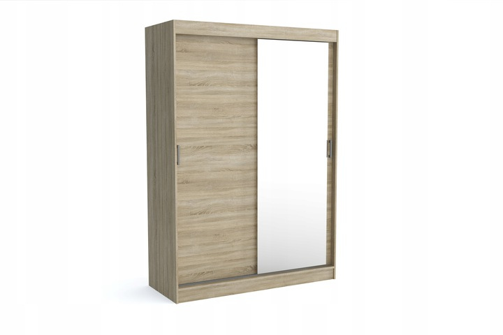 Szafa Przesuwna 150cm z lustrem TIO Biały Mat/Dąb Sonoma