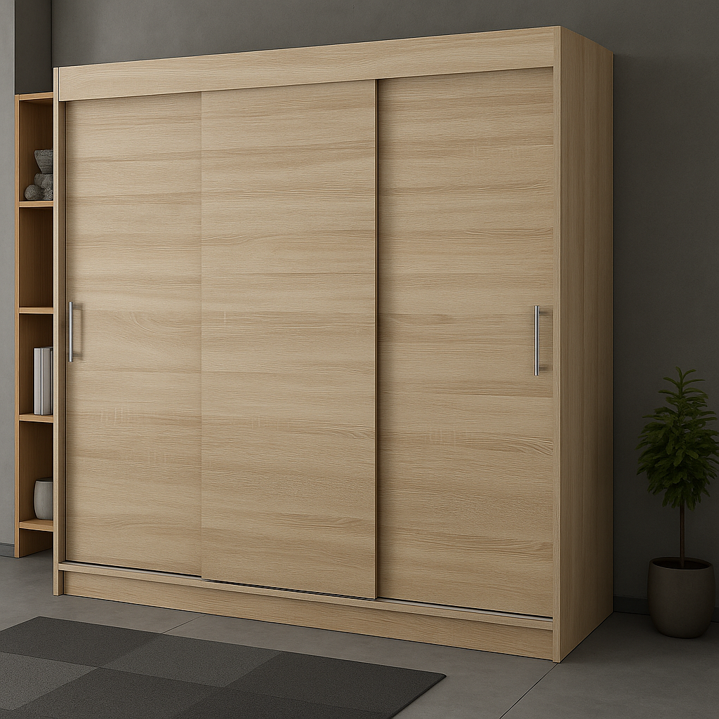 Szafa Przesuwna TIO2 180cm Biały Mat/Dąb Sonoma