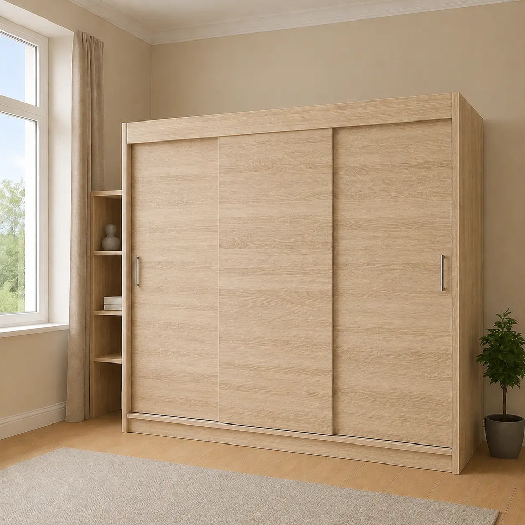 Szafa Przesuwna 180cm – Biały Mat / Dąb Sonoma TIO2 Milo Furniture