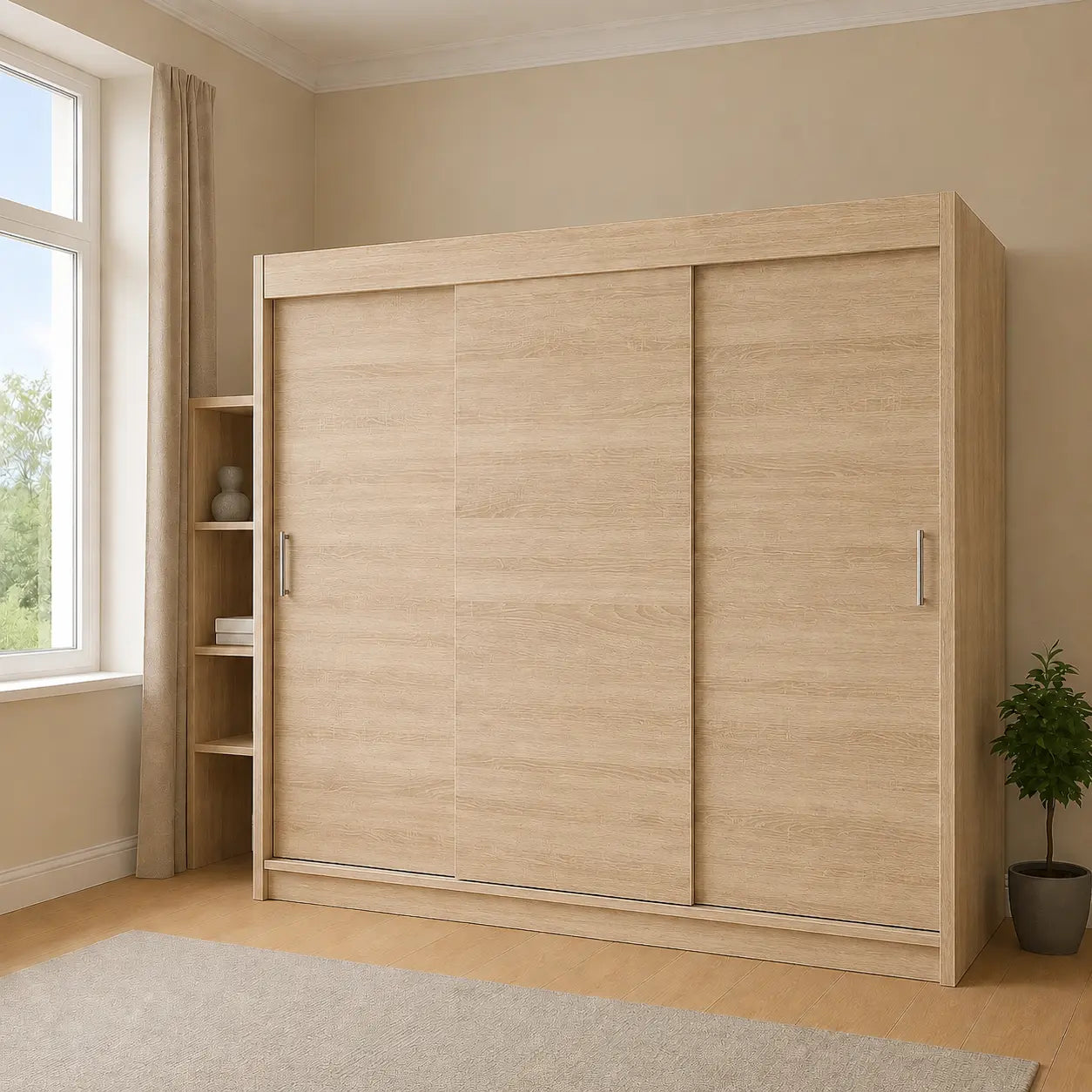 Szafa Przesuwna 180cm – Biały Mat / Dąb Sonoma TIO2 Milo Furniture