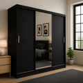 Szafa Przesuwna Czarna z Lustrem 180cm TIO