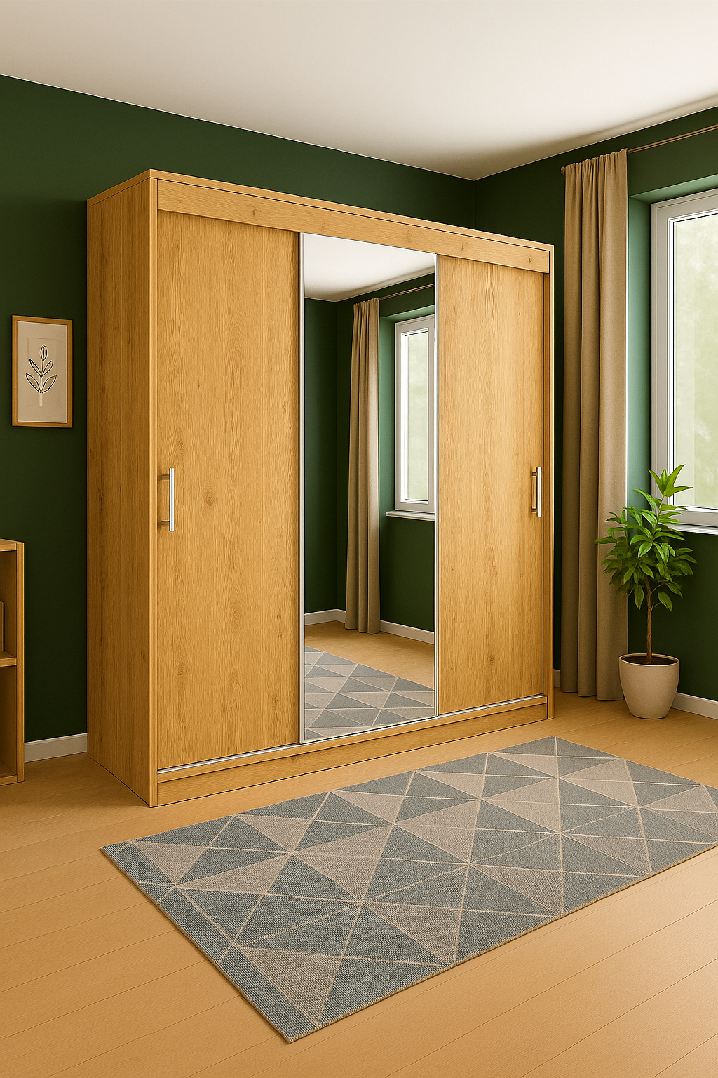 Szafa Przesuwna Dąb Artisan z Lustrem TIO4 180cm