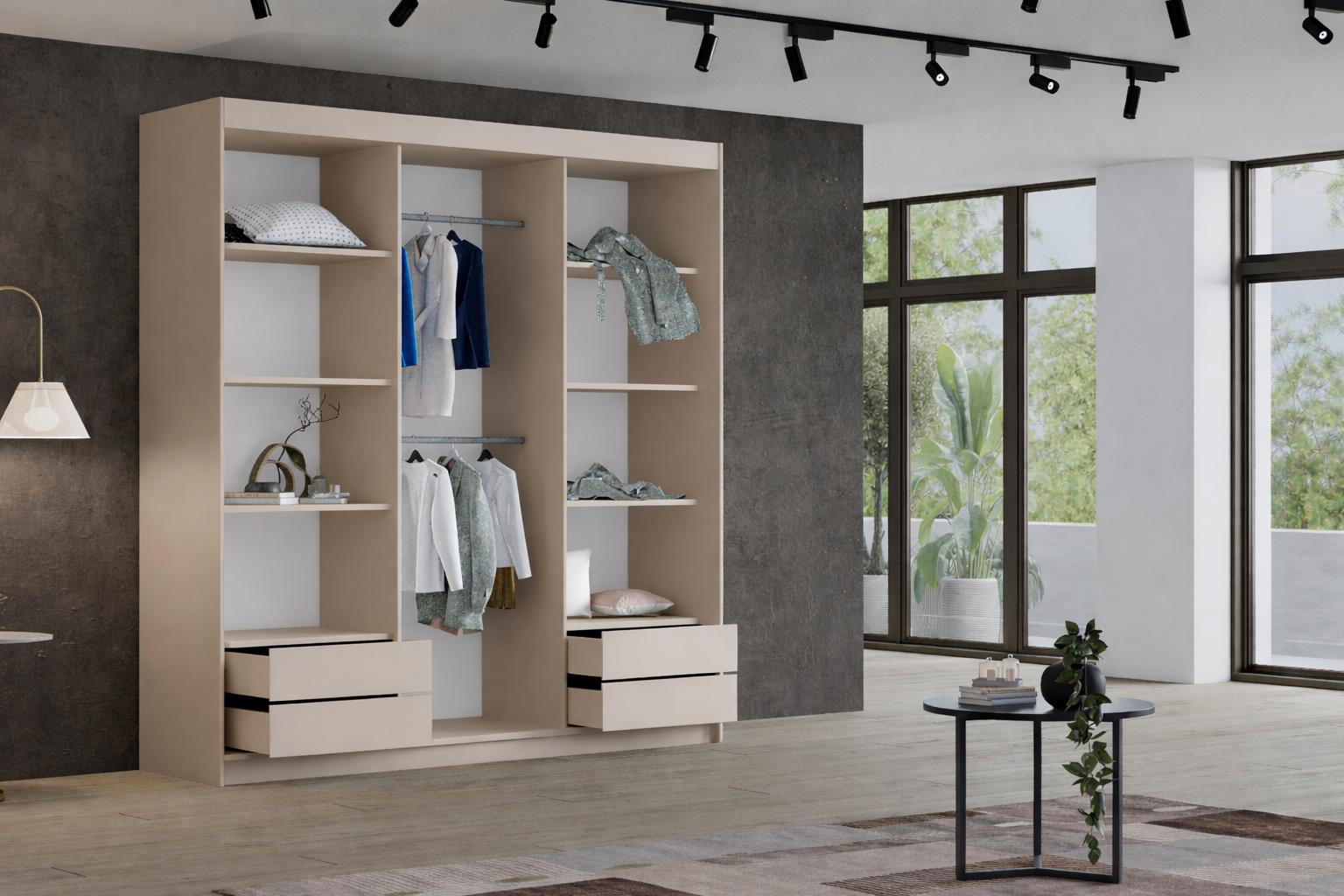 Szafa Przesuwna 180cm Kaszmir LUX Garderoba