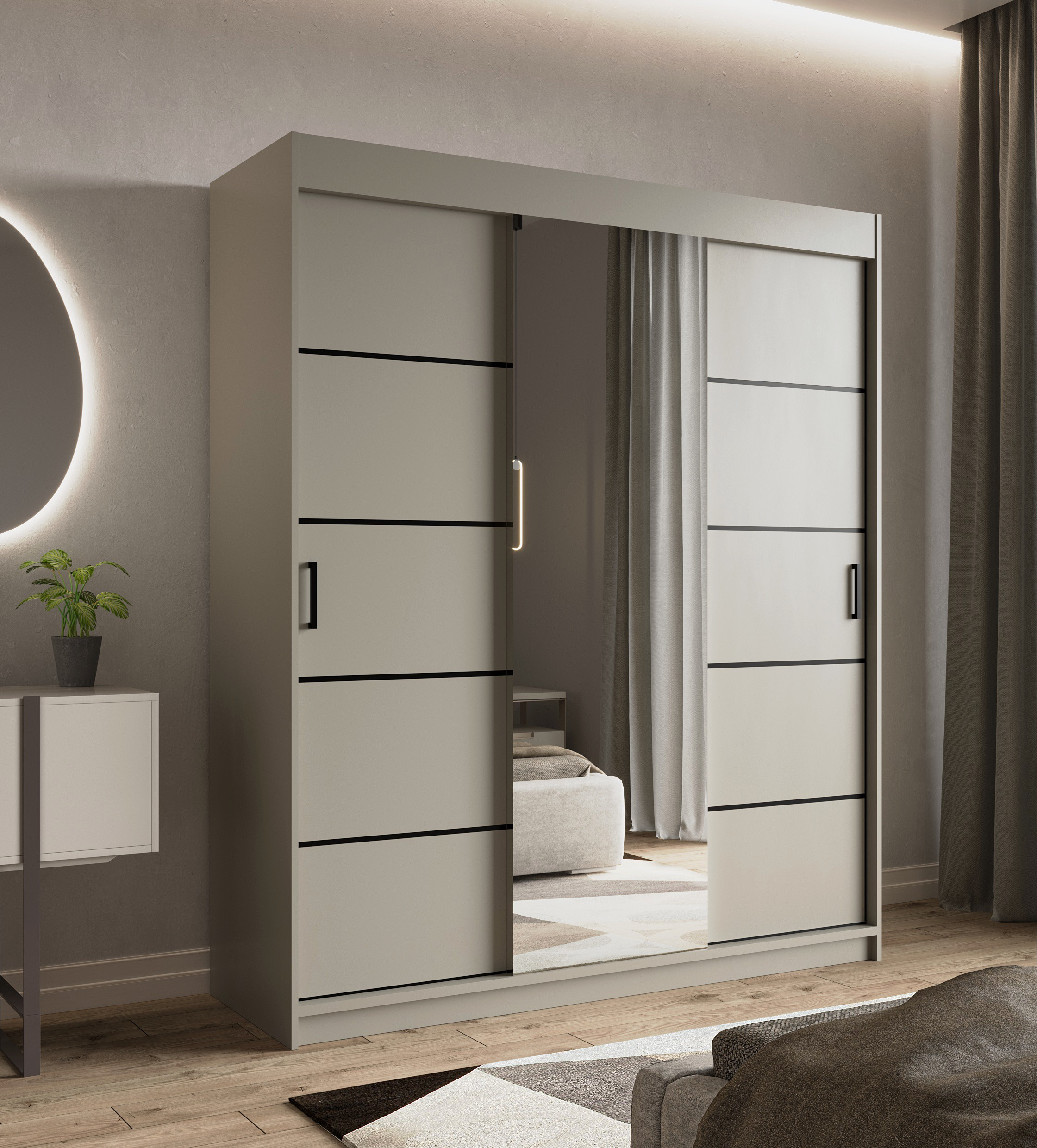 Szafa Przesuwna 180cm Kaszmir SHADOW Czarna