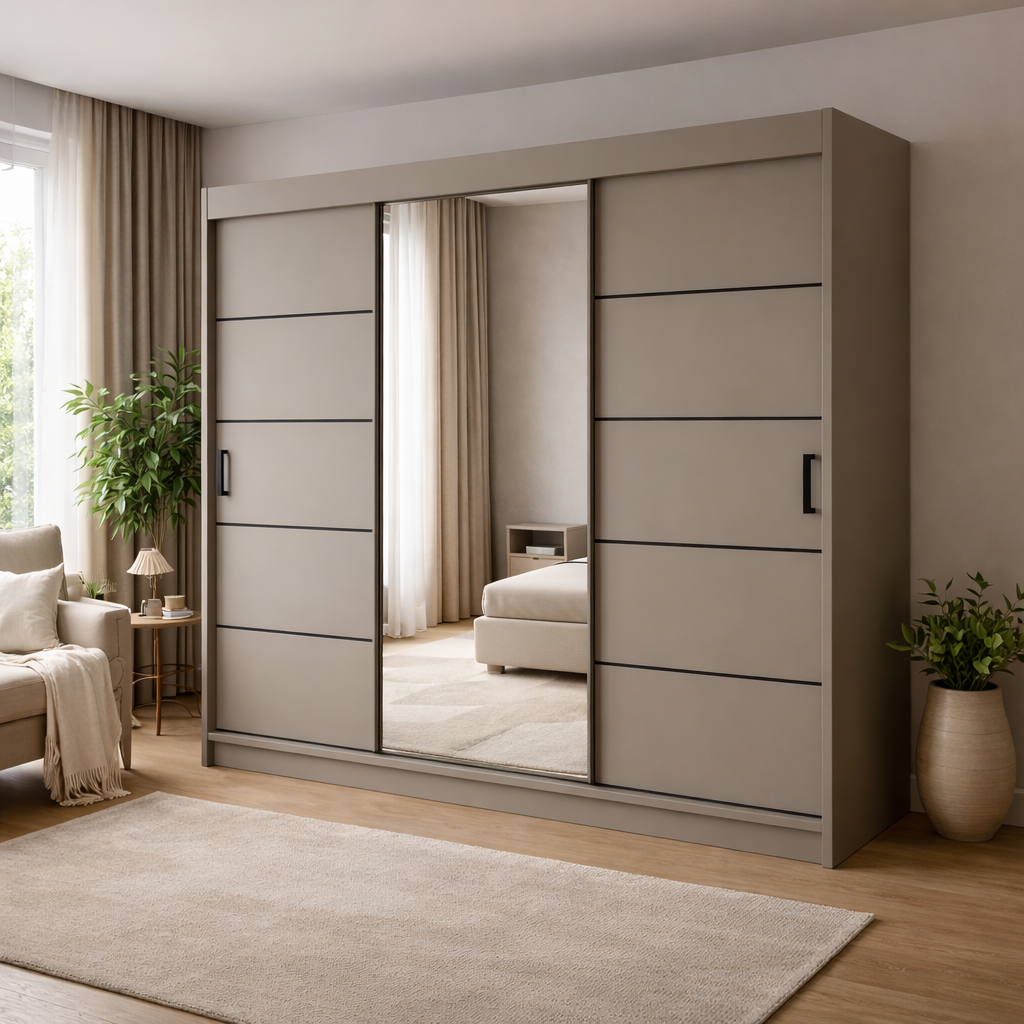 Szafa Przesuwna 180cm Kaszmir SHADOW Czarna