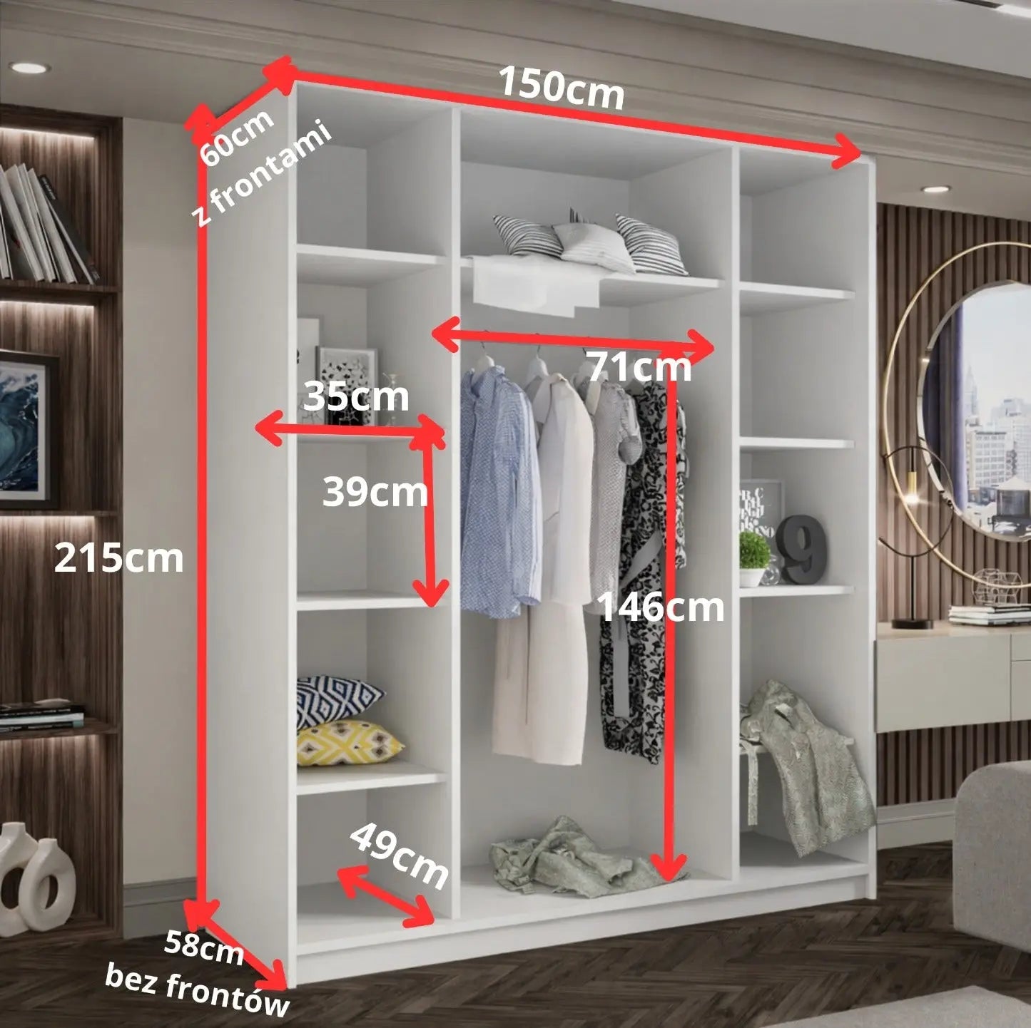 Szafa Uchylna Biała 150cm ARCTIC PURE Milo Furniture
