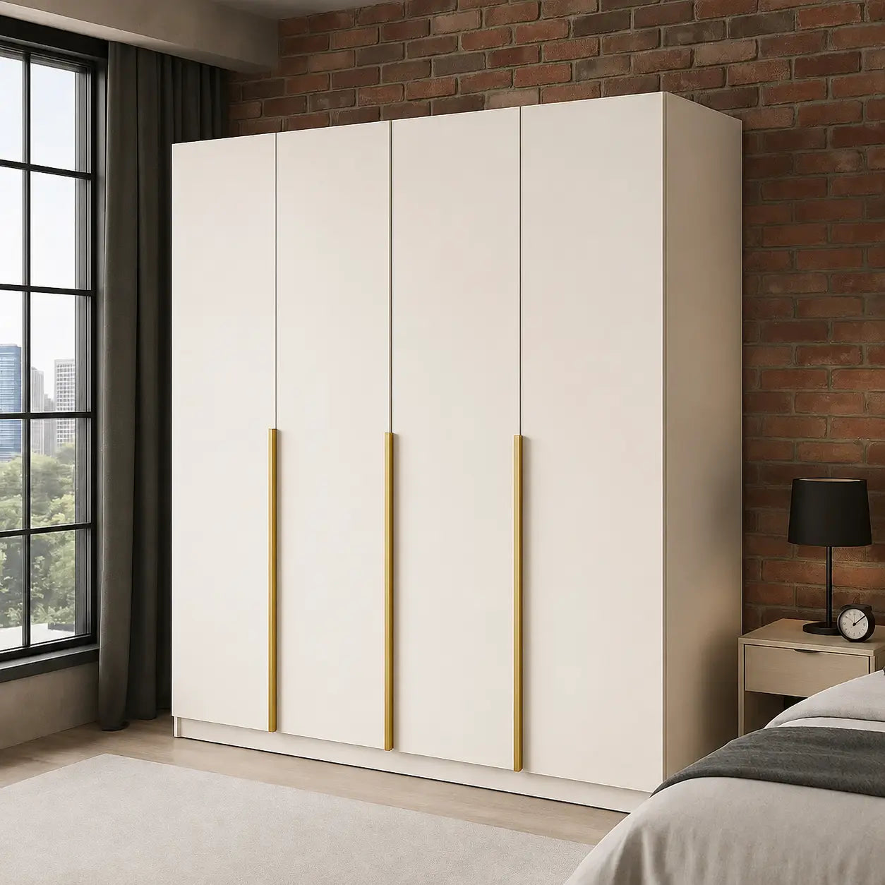 Szafa Uchylna 200cm 4-drzwiowa Biała TIZA – Nowoczesna Garderoba Milo Furniture