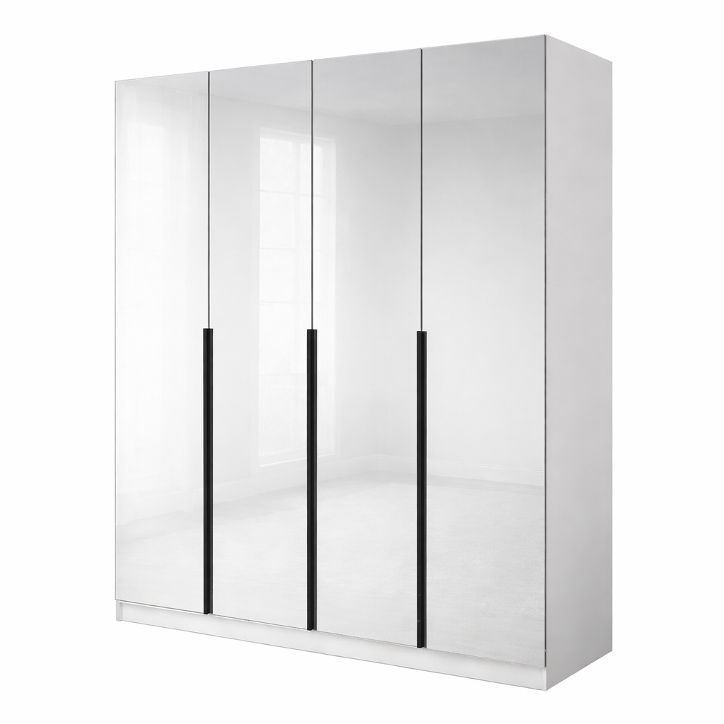 Szafa Uchylna 200 cm Biała z Lustrami TIZA Garderoba