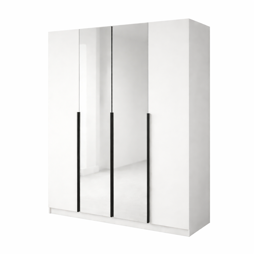 Szafa Uchylna 200 cm Biała z Lustrem TIZA Garderoba