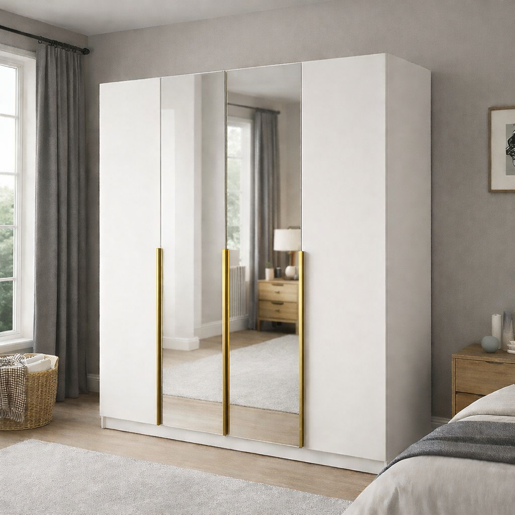 Szafa Uchylna 200 cm Biała z Lustrem TIZA Garderoba