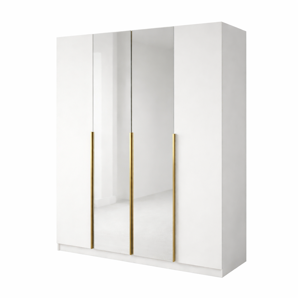 Szafa Uchylna 200 cm Biała z Lustrem TIZA Garderoba