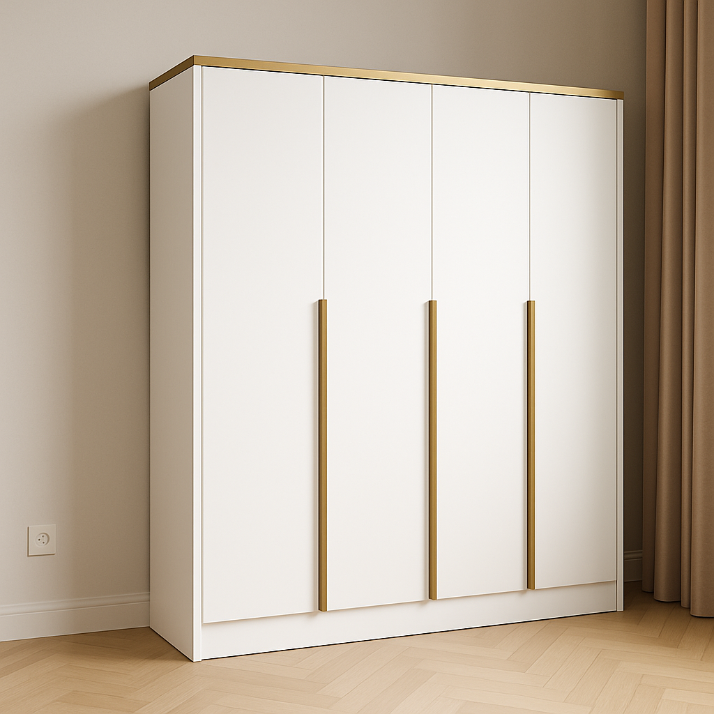 Szafa Uchylna Biała 200cm TIZA Złote Uchwyty