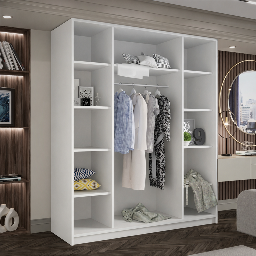 Szafa Uchylna Biała 200cm TIZA Złote Uchwyty