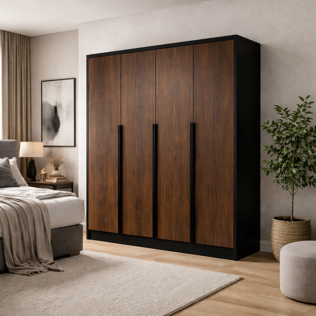 Szafa Uchylna Czarna/Dąb Okapi 200cm TIZA – Nowość