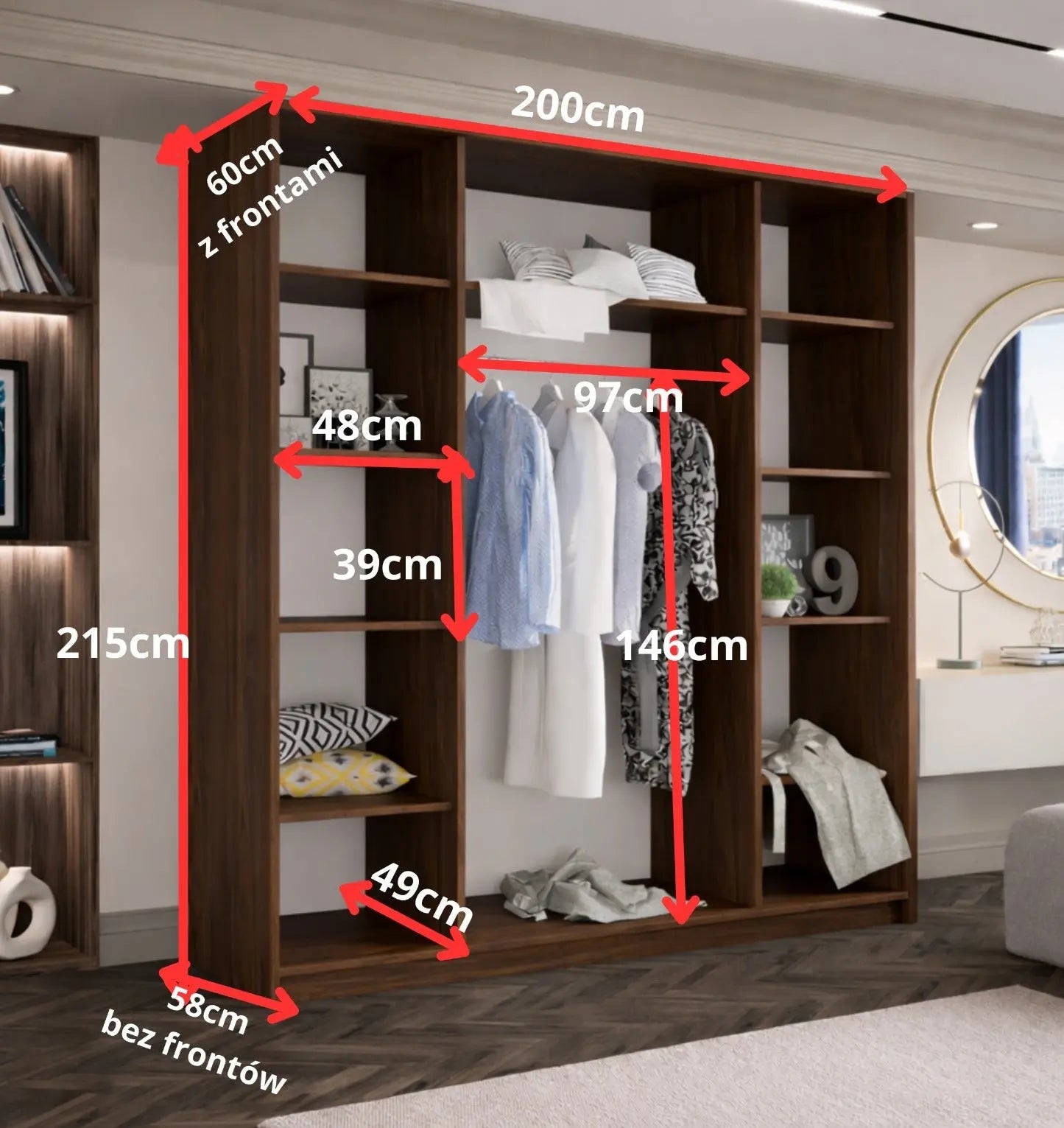 Szafa Uchylna Dąb Okapi 200cm TIZA - Nowość Milo Furniture