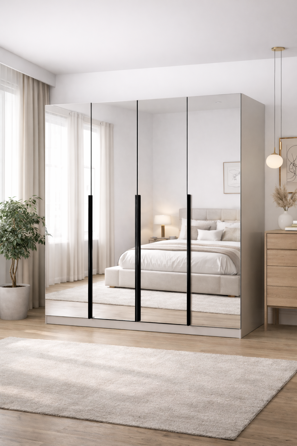 Szafa Uchylna 200 cm Kaszmir z Lustrami TIZA Garderoba